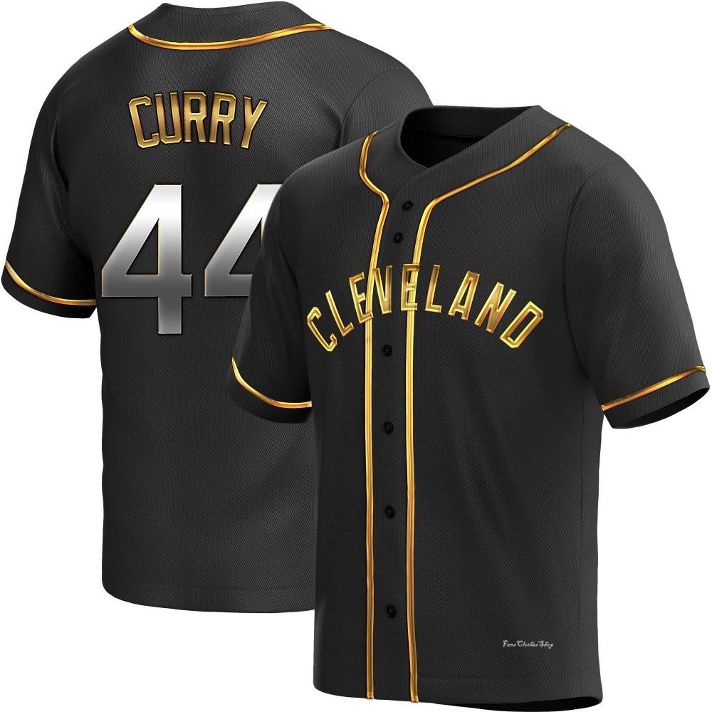 Youth Xzavion Curry Cleveland Guardians Replica Black Golden Alternate Jersey