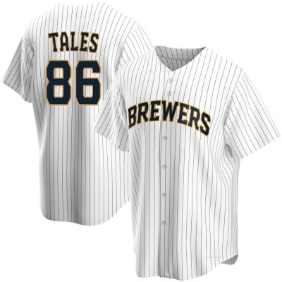 Youth Yeferson Tales Milwaukee Brewers Replica White Home Jersey