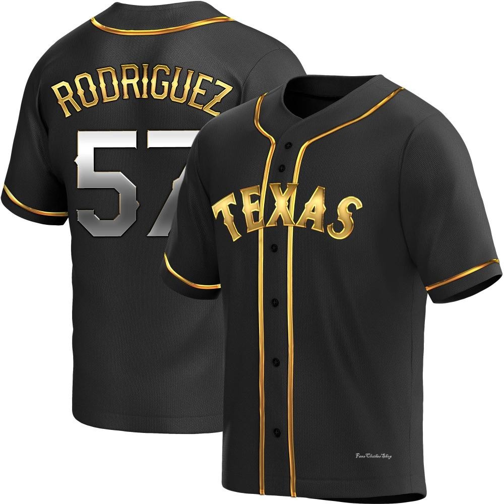 Youth Yerry Rodriguez Texas Rangers Replica Black Golden Alternate Jersey