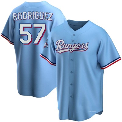 Youth Yerry Rodriguez Texas Rangers Replica Light Blue Alternate 2023 World Series Champions Jersey