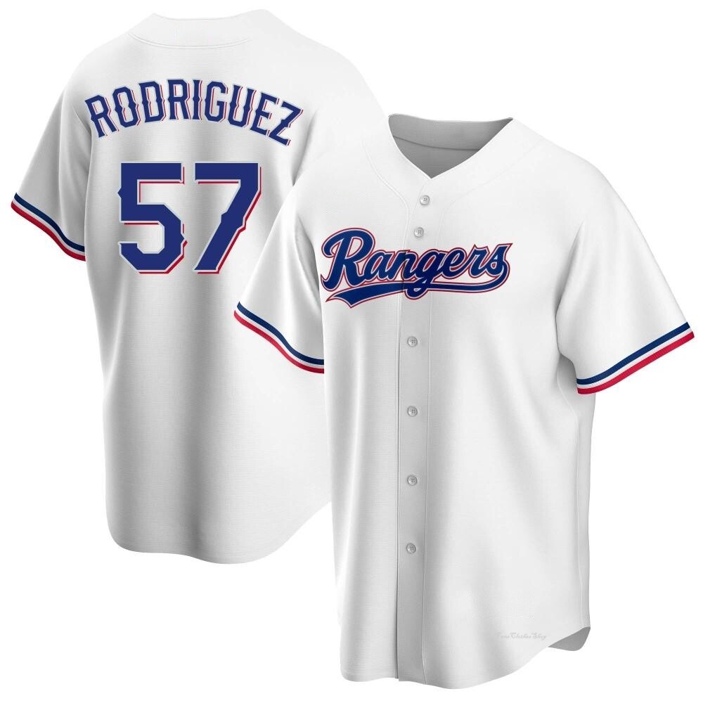 Youth Yerry Rodriguez Texas Rangers Replica White Home Jersey